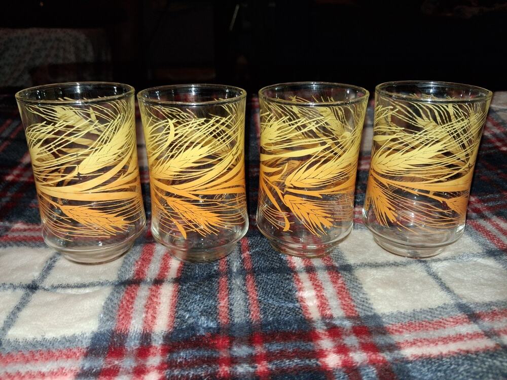 Vintage LIBBEY Golden Wheat 4 In Juice Glasses Set of 4 Excellent